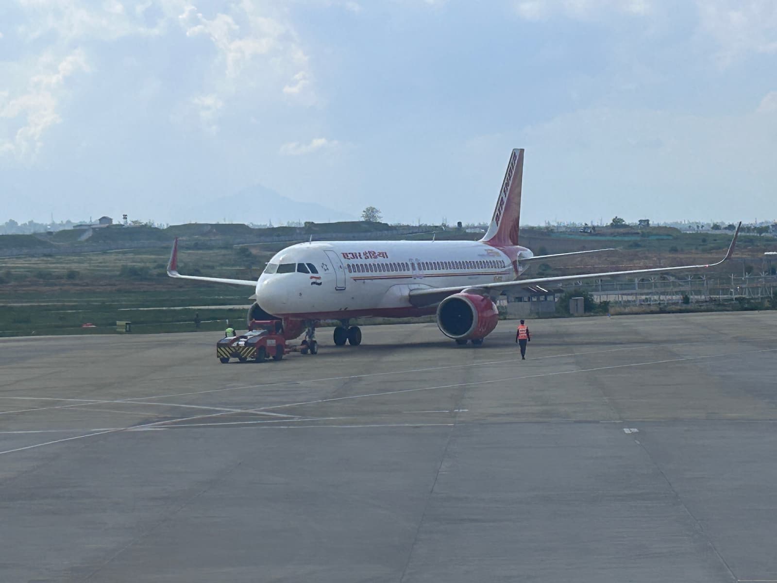 An aircraft on the apron at Srinagar International Airport
